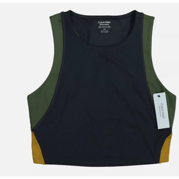 Calvin Klein Performance Cropped Colorblock Stretch Women's Tank Top 10834 - Picture 1 of 2